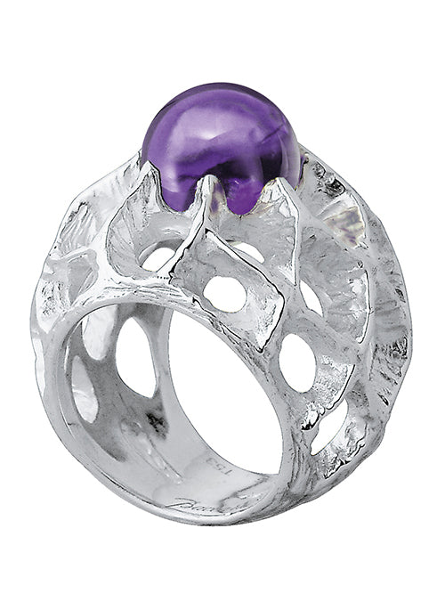 Baccarat Purple crystal ring, gold over sterling silver