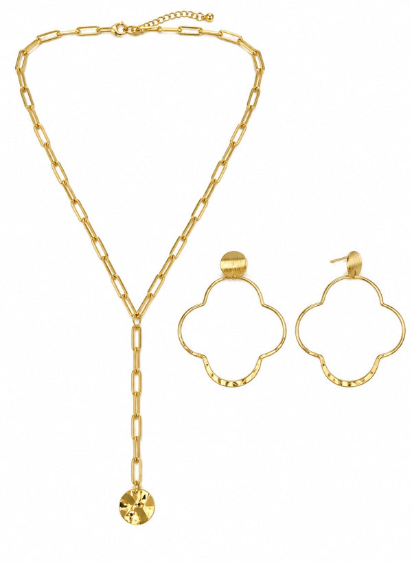 Christy Jean Gold Y necklace and earrings set