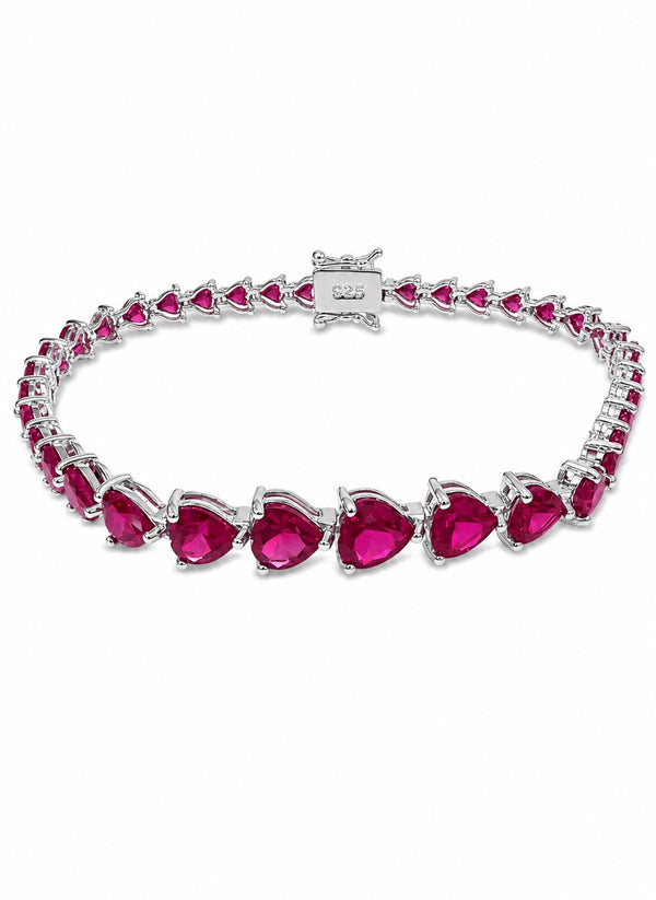 Morgan & Paige Heart tennis bracelet with lab created ruby