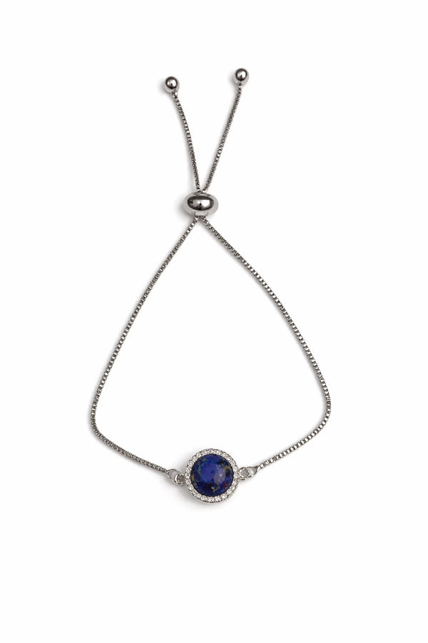 Christy Jean Lapis and CZ adjustable bracelet in silver
