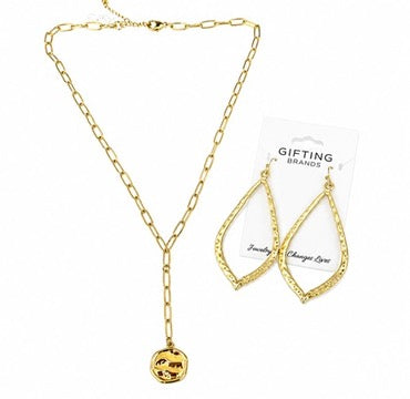Christy Jean Gold necklace and lightweight earrings set