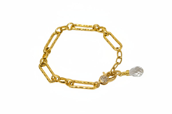 Christy Jean Gold bracelet with crystal drop