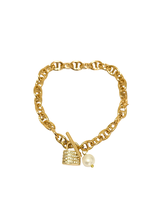Christy Jean Freshwater pearl bracelet with locket toggle