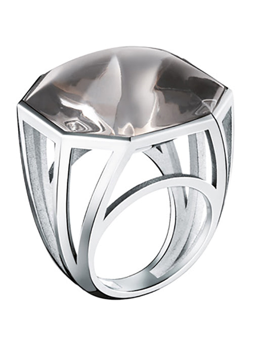 Baccarat Large mist crystal ring in sterling silver