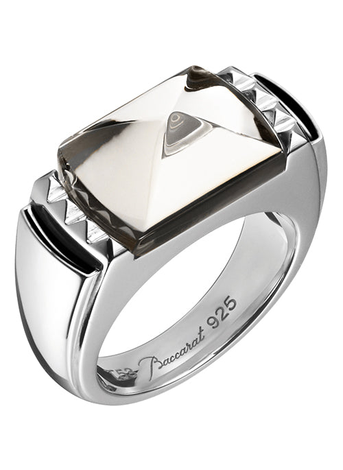 Baccarat Mist gray crystal ring in sterling silver