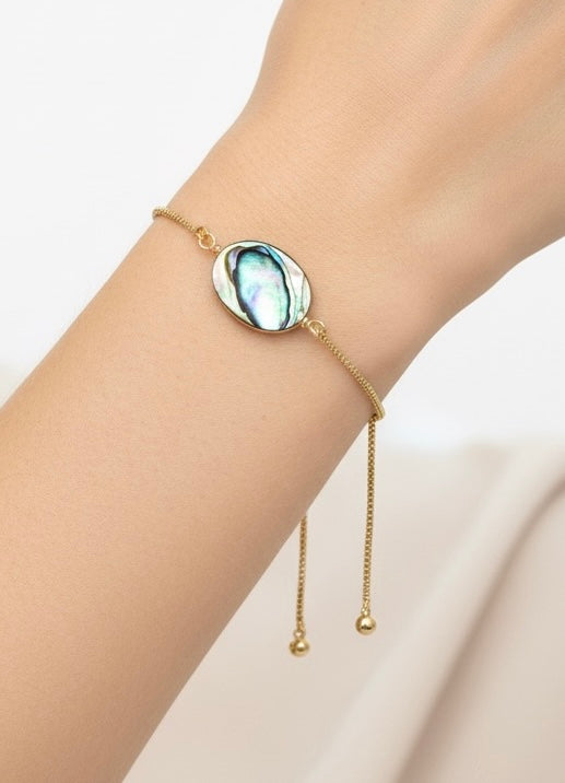 Abalone Adjustable Bracelet in Gold