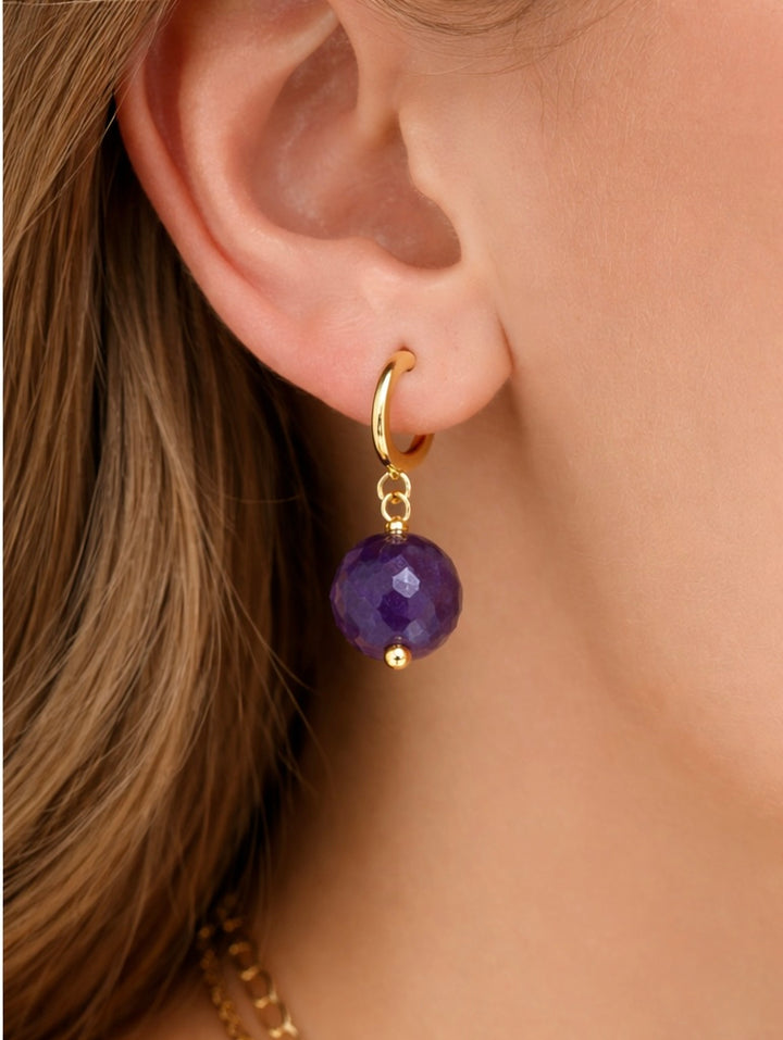 Amethyst Gold Drop Earrings