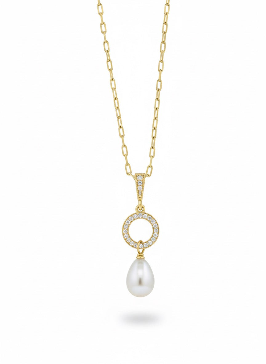 Pearl Teardrop Crystal Necklace