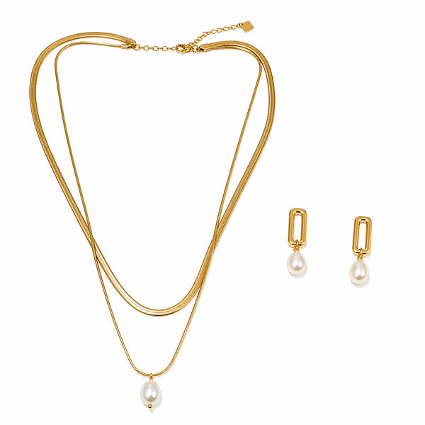 Christy Jean Pearl drop necklace and earrings set
