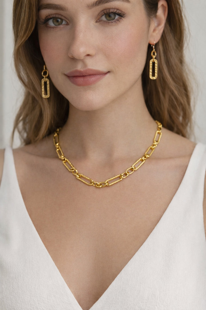 3 pc Set Julia Reversible Necklace, Bracelet, Earrings -Crystal