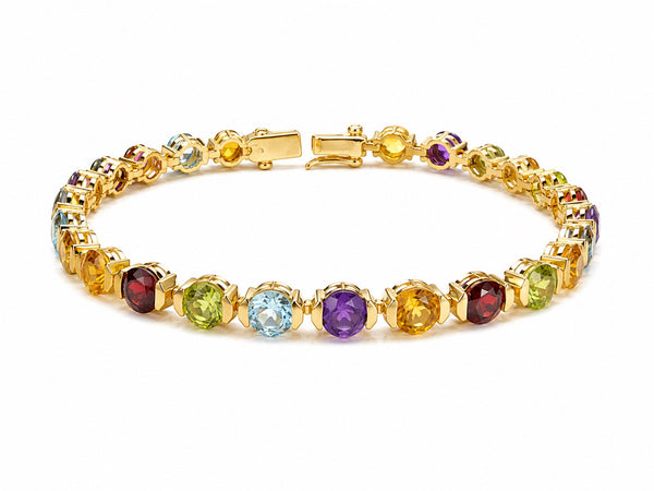 Morgan & Paige Gemstone tennis bracelet, 18K gold over sterling silver