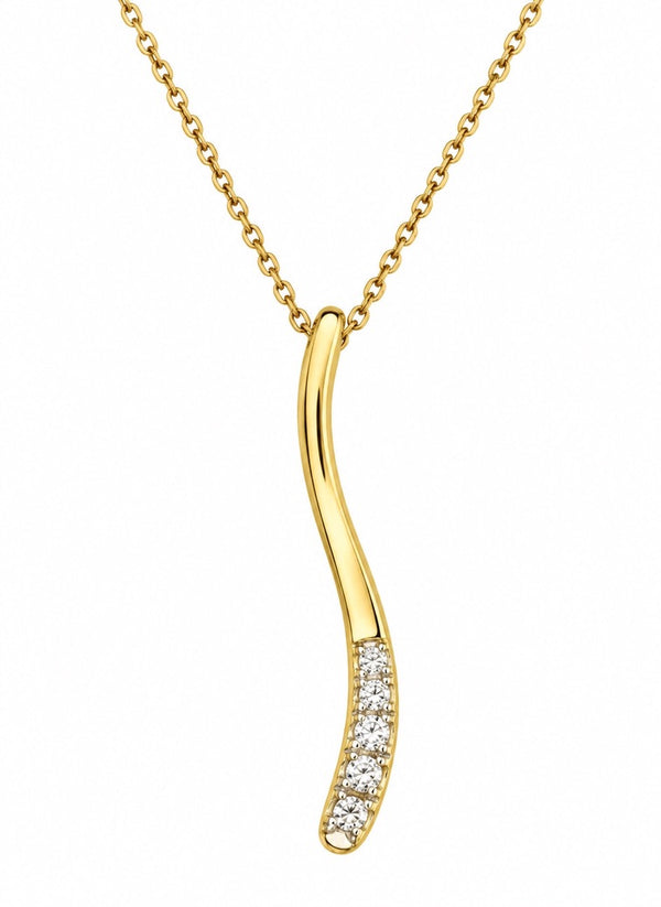 Christy Jean Natural diamond curved bar pendant in 10K yellow gold