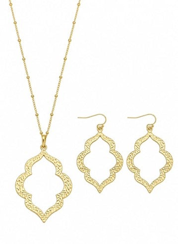 Christy Jean Hammered gold necklace and earrings set