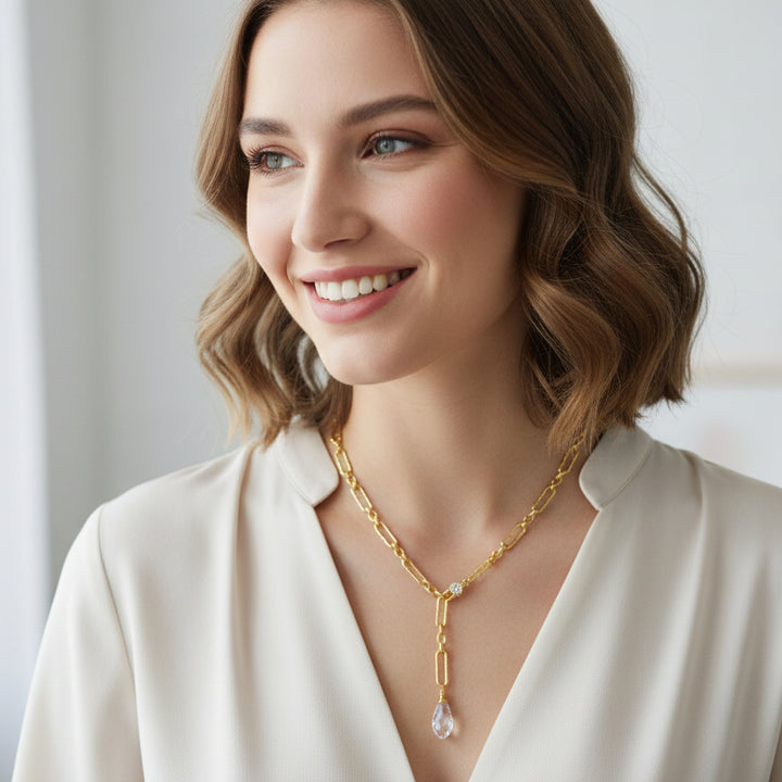 3 pc Set Julia Reversible Necklace, Bracelet, Earrings -Crystal