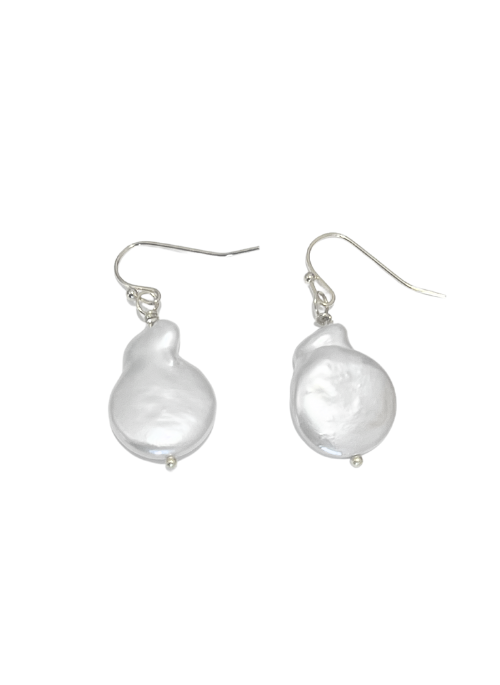 Riley Coin Pearl Earrings Silver - Gifting Brands