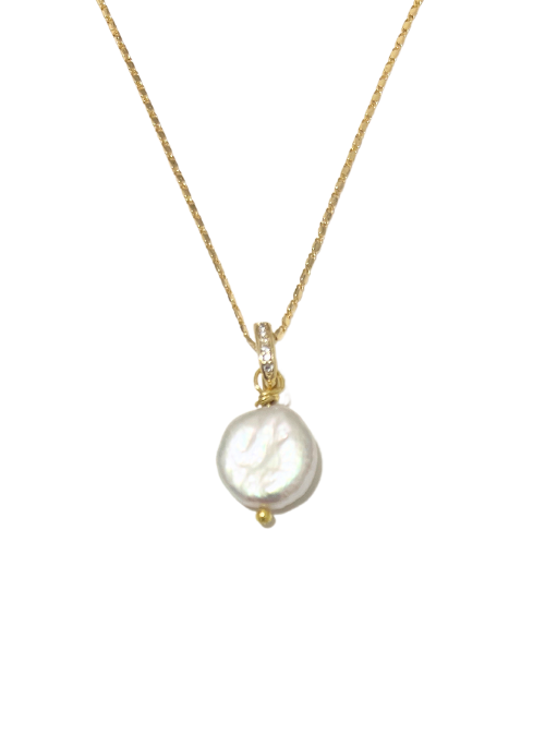 Freshwater Coin Pearl Necklace Gold - Gifting Brands