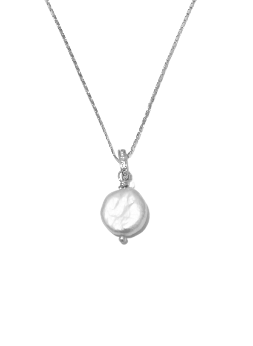Freshwater Coin Pearl Necklace Silver - Gifting Brands